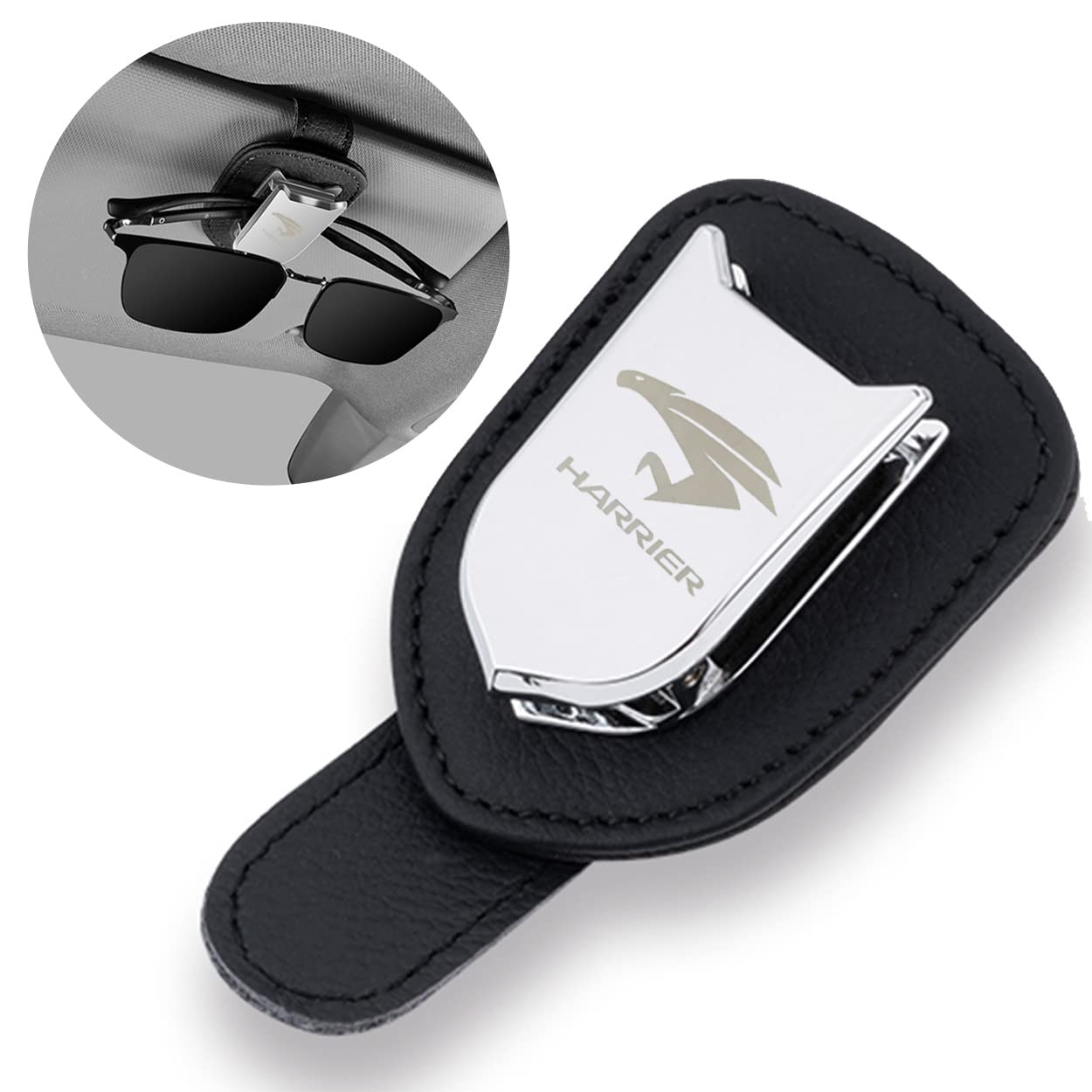 

Harrier Glasses Holder Leather Sunglasses Clip Car Sun Visor Sunglasses Glasses Ticket Card Clip чёрный