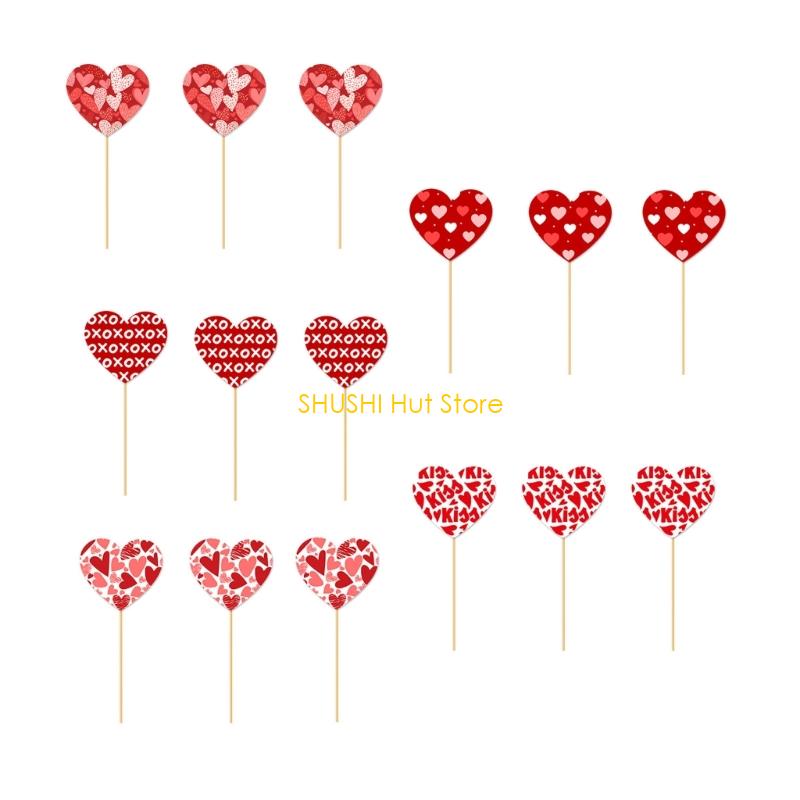 Valentines Party Vase Inserts Ornament 15Pcs Cardstock DIY Decors For Table Centerpieces Floral Arrangement D57B