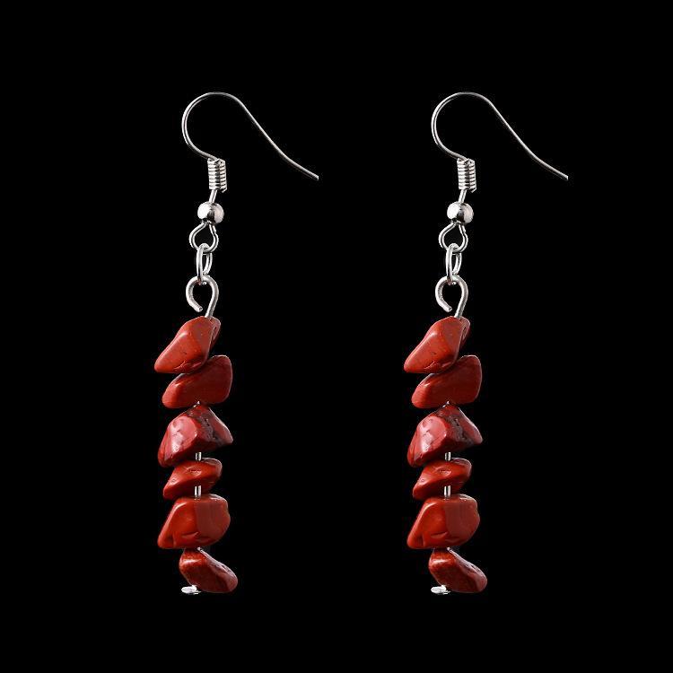 Irregular Natural Crystal Stone Beaded Earrings Multicolor Stone Diy Fringed Earrings E05