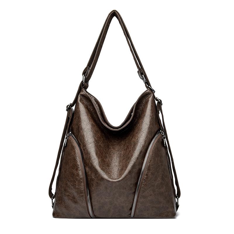 Women's Large Capacity Soft Leather Backpack & Crossbody Handbag - Korean Style