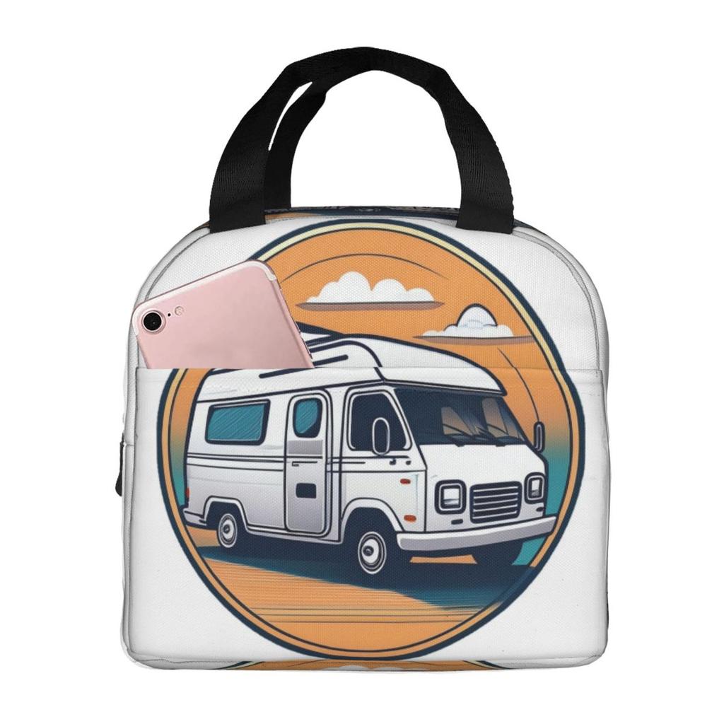 Beach Cartoon Camping Vehicle Insulated Lunch Bag for Women Children Portable Food Boxes Thermal Lunch Box Tote