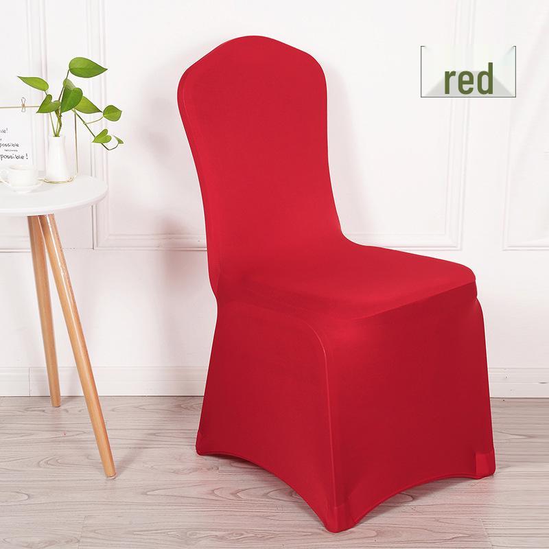Red and White Stretch Chair Cover - Dustproof, Full Coverage for Banquet, Hotel, or Wedding Chairs.