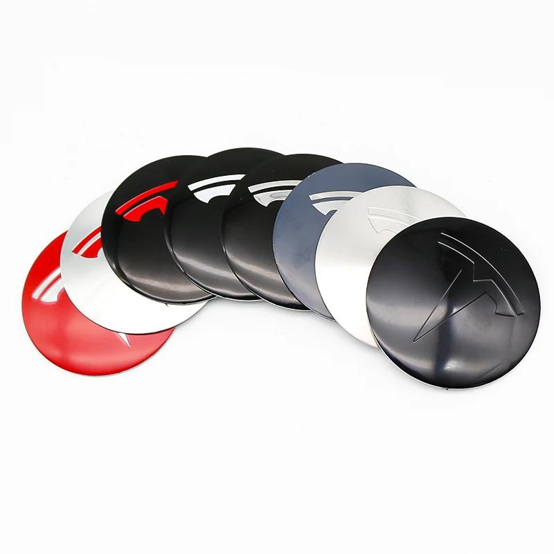 4Pc 65mm Car Wheel Hub Center Caps Emblem Stickers for Tesla Model 3 Y S X Roadster Hub Cap Center Cap Logo Sticker High Quality