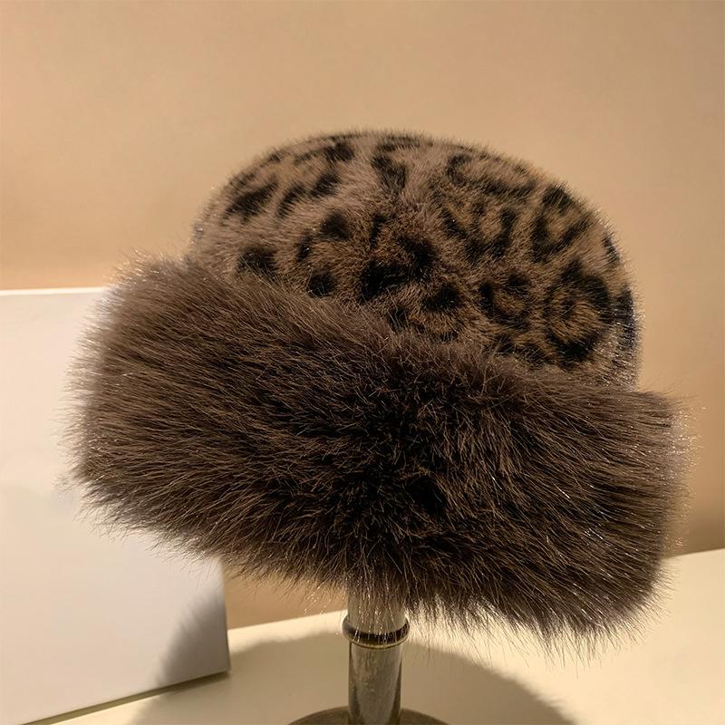 

1 шт. Шапка из искусственной норки для похудения лица, теплая женская монгольская зимняя шапка, шапка из шерстяной смеси, утолщенная шапка-ушанка, зимняя A темный кофе