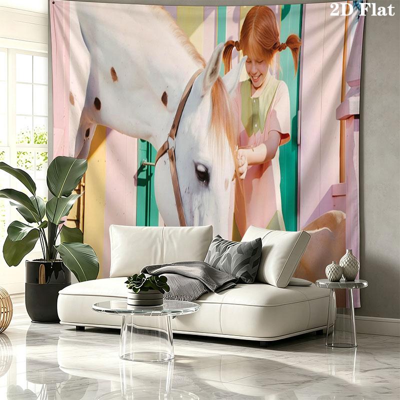 Inger Pippi Wall Tapestry, Aesthetic Printed Fabric Blanket, Suitable for Bedroom, Living Room, and Home Decor.