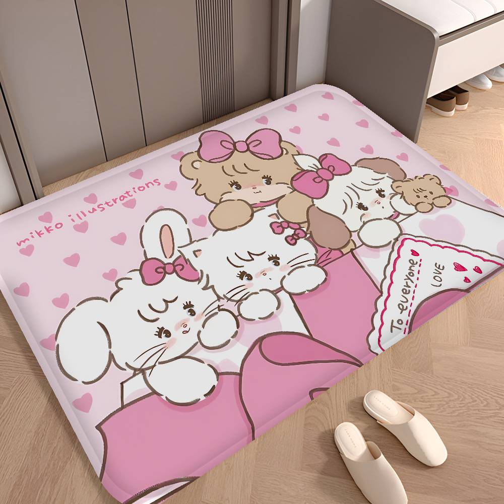Cute Cartoon Mikko Cat Bathroom Mat Anti-slip Absorb Water Long Strip Cushion Bedroon Mat Hotel Decor Mat
