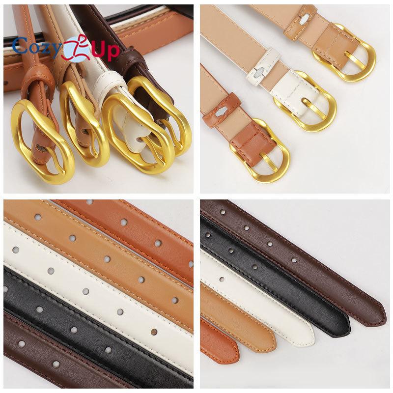 Women's Leather Belts for Jeans Dress Pants Ladies Waist Belt Skinny Belt with Fashion Gold Buckle