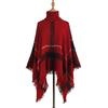 European & American Style Autumn/Winter Plaid Faux Cashmere High Collar Pullover Shawl 2025