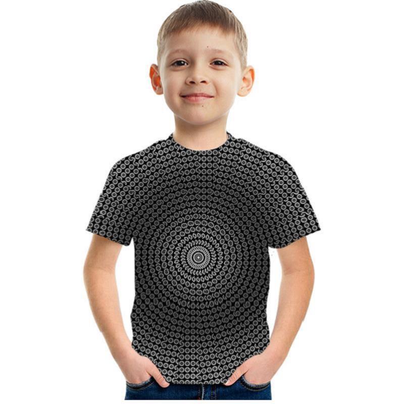 Summer Children's 3D T-shirt Visually Deceiving Boys' Printed Short Sleeved T-shirt Tees