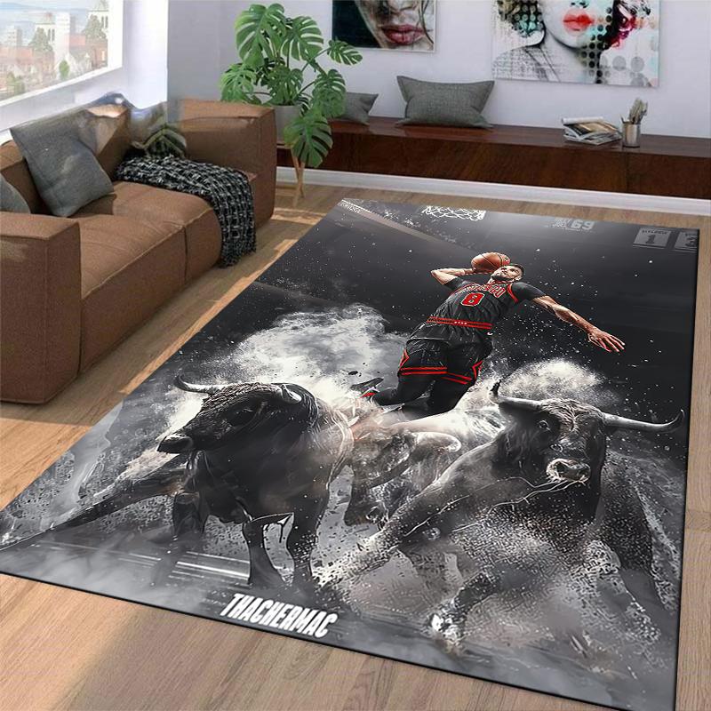 Chicago Bulls 8 Zach LaVine Dunk Poster Bulls Running Arena NBA Art decorative area rug accent for hallway entryway lounge