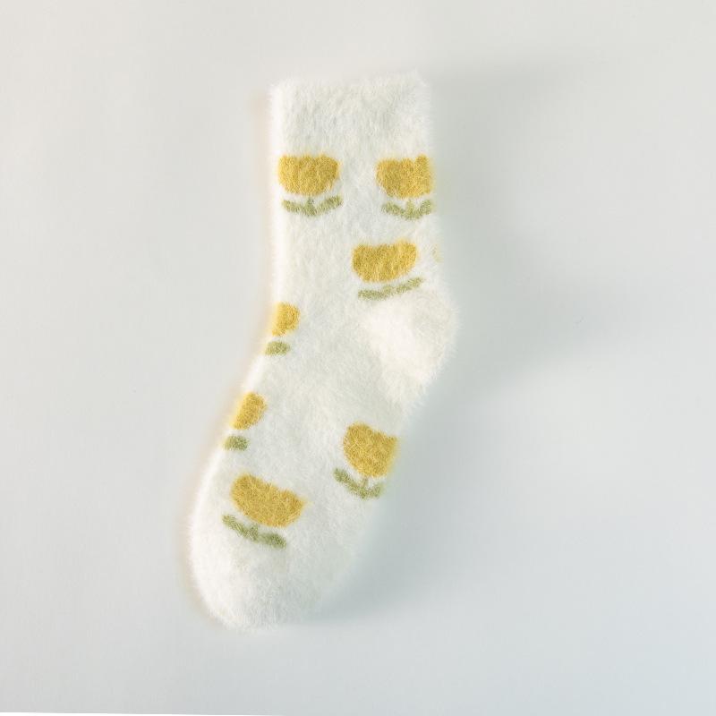 Autumn And Winter New Socks Women Thickened Warm Imitation Mink Velvet Sweet Fruit Ladies Home Floor Socks Sleep Socks