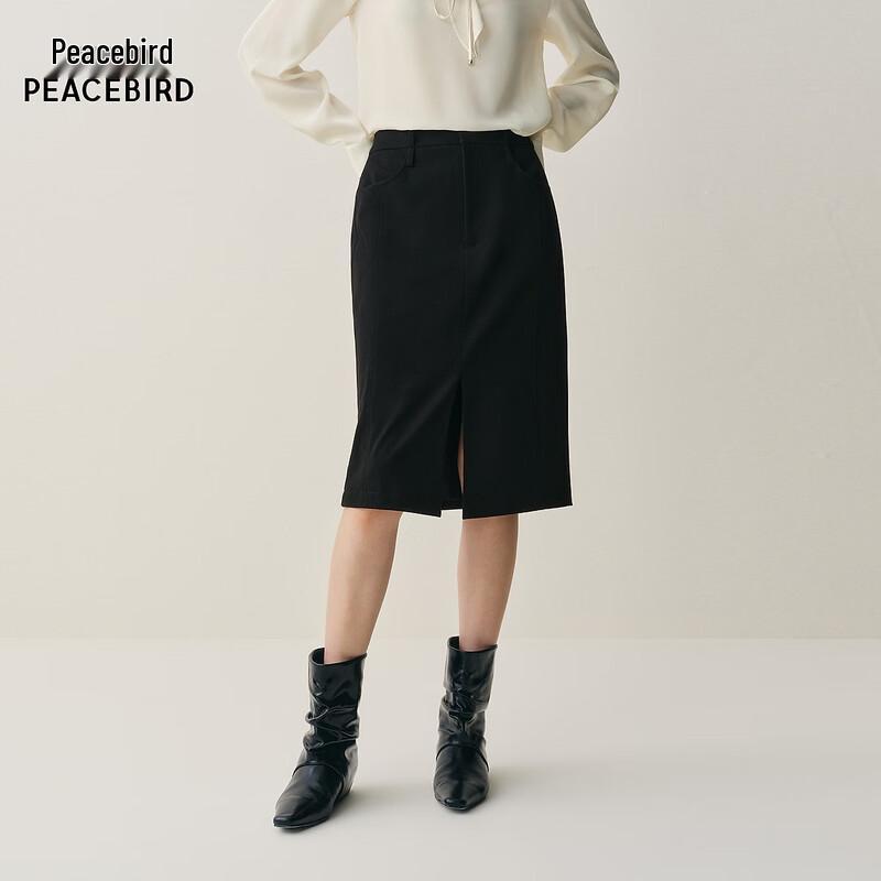 PEACEBIRD Women s Winter Stretch Front Slit Midi Skirt XL