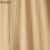 ZANZEA Vintage Women Round Neck Batwing Sleeve Baggy Pleated Casual Long Dress