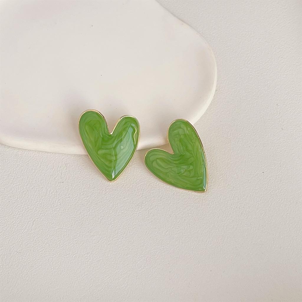 French Style Ombré Drip Paint Heart Stud Earrings for Women, Niche Artistic Sweet Personalized Fashion Jewelry Trending Gift Idea