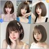 Aisiqueens Short Full Heat Small Harajuku Plunging Everyday Mine Style Wig, Bob, Wig, Resistant, Natural, Adults, Face, Style, Bangs, Wig, (Ash Brown)