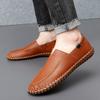 Handmade Breathable Leather Shoes Casual Loafers Fashionable Driving Shoes Men's Outdoor Sneakers Bean Shoes Plus Size