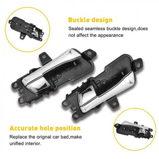 Pair Right+Left Interior Chrome Handle For Ide Door Hyundai Sonata 11-15 EOOK