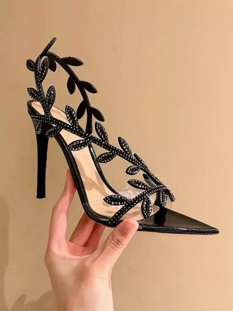 

2025 прямая поставка модные туфли-лодочки со стразами, с острым носком и высоким каблуком, в стиле внешней торговли, темпераментные, однотонные, на тонком каблуке, с острым носком и высоким каблуком 35 чёрный