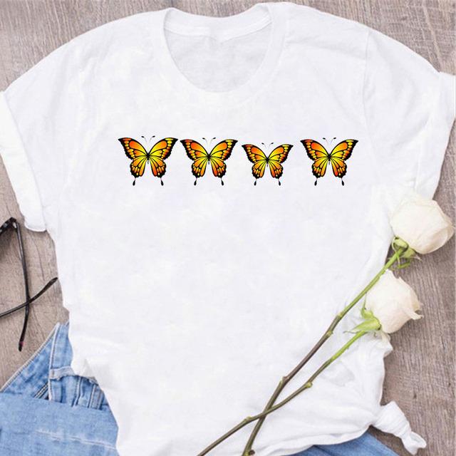 New Butterfly Print T Shirt Women T Shirt Summer Fashion Female Tops Ladies Short Sleeve Graphic Tee Shirts Woman Cute T-Shirts