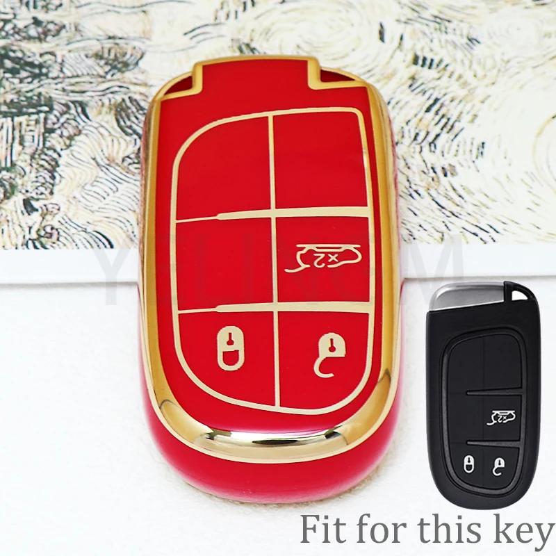 3 5 Buttons Soft Tpu Car Key Case Cover For Jeep Grand Cherokee Dodge Jcuv Dart Journey Chrysler 300C Fiat Remote Fob Keychain