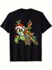 Christmas Sea Turtle Santa HatLights GraphicFestive with Candy Canes100 Cotton Oneck Short Sleeve Printed Mens Tshirt