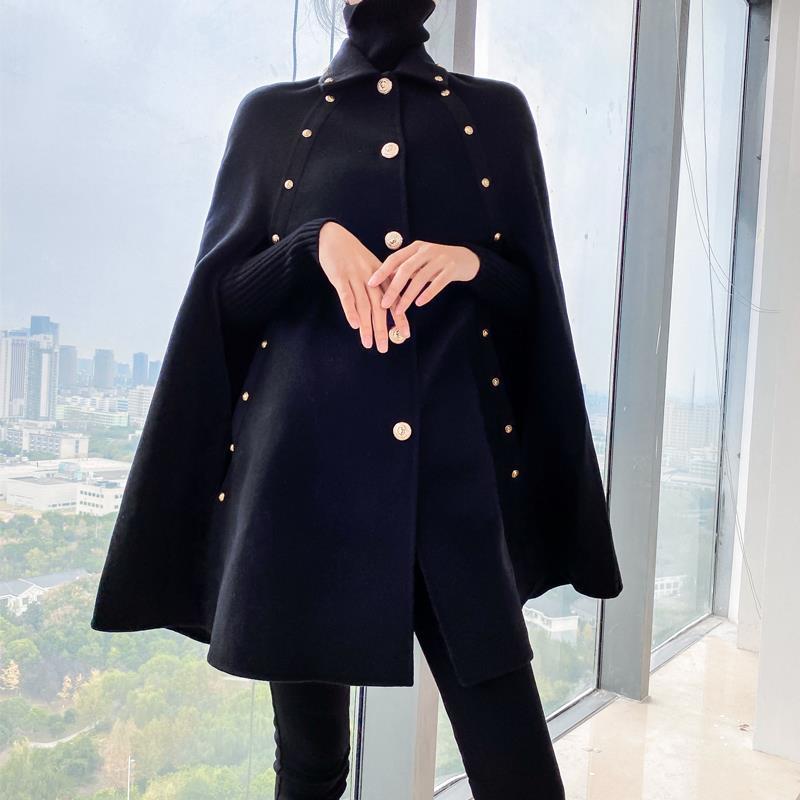 Winter Warm Scarf Women Femme Batwing Sleeve Poncho Thick Shawls and Wraps Design Female Black