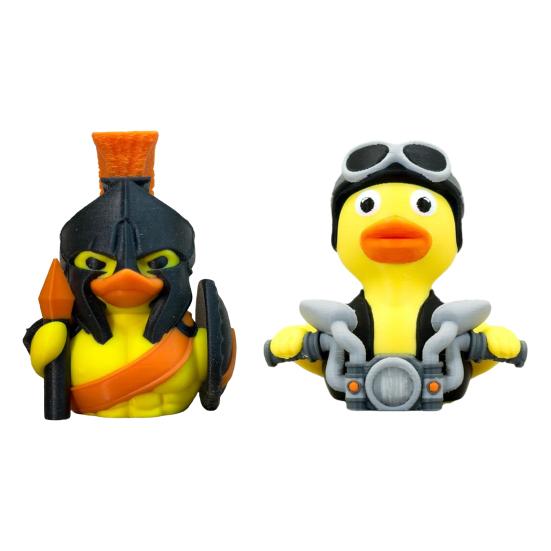 Spartan Warrior Duck Figurine, 3D Printed Motorcycle Rider Duck Statue, Cartoon Yellow Duck Tabletop Ornament, Gift Duck Lovers