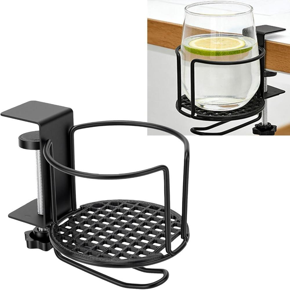 Anti-Spill Desk Cup Holder Clamp On Design 2-in-1 Cup Holder Table Drink Bottle Holder  For Desk