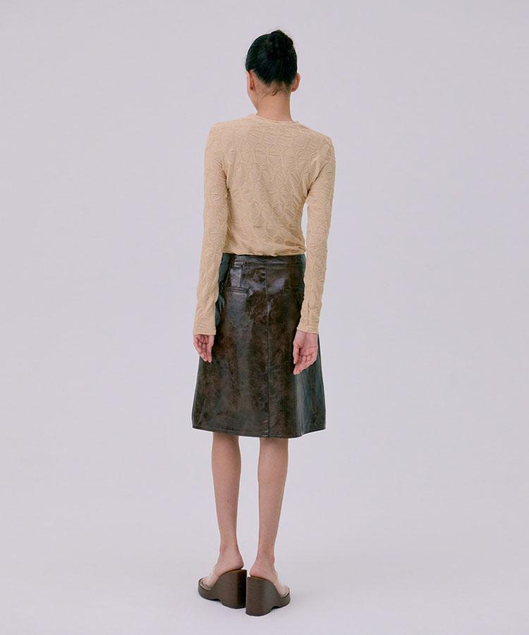 WNDERKAMMER Midi Leather Skirt_Brown