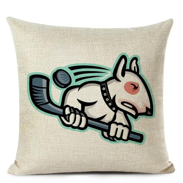Bull Terrier Cushion Cover Cute Dog Printed Throw Pillows Cover Car Sofa Decorative Pillowcase Home Decor 45x45cm