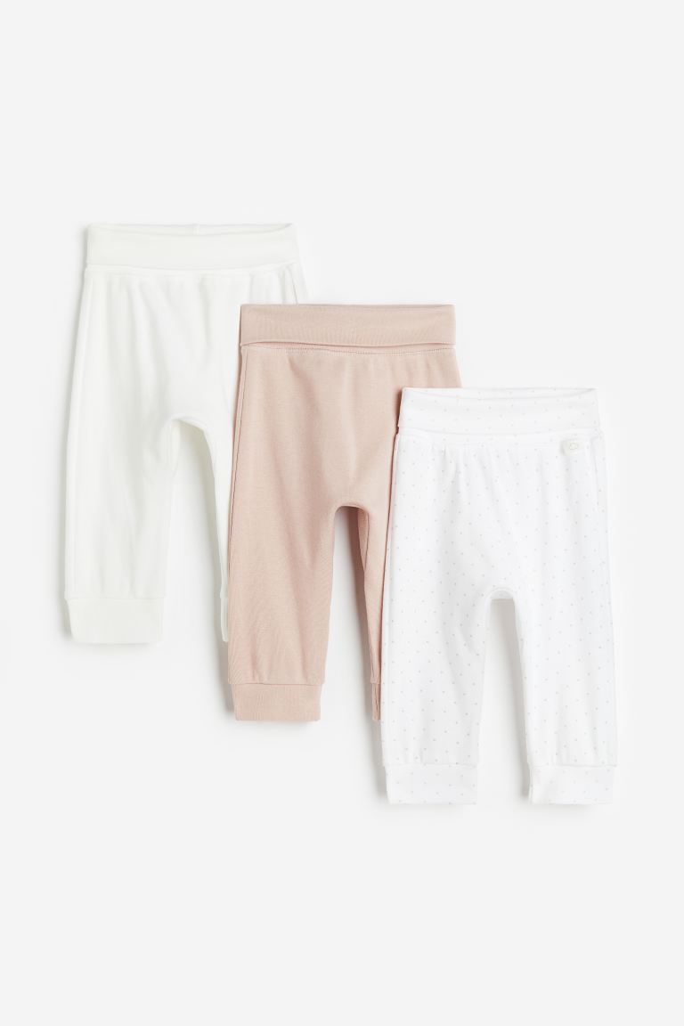 

Хлопковые брюки HM, комплект из 3 предметов, светлый пыльно-розовый горошек