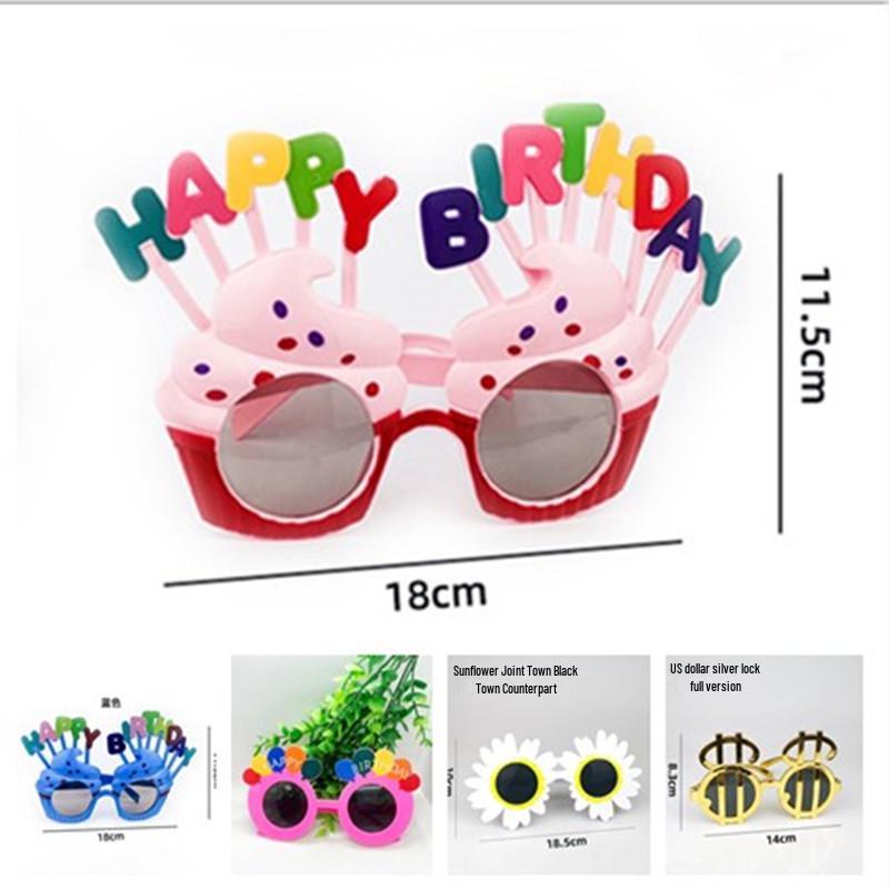 Creative Party Photo Props: Funny Cake & Christmas Birthday Glasses