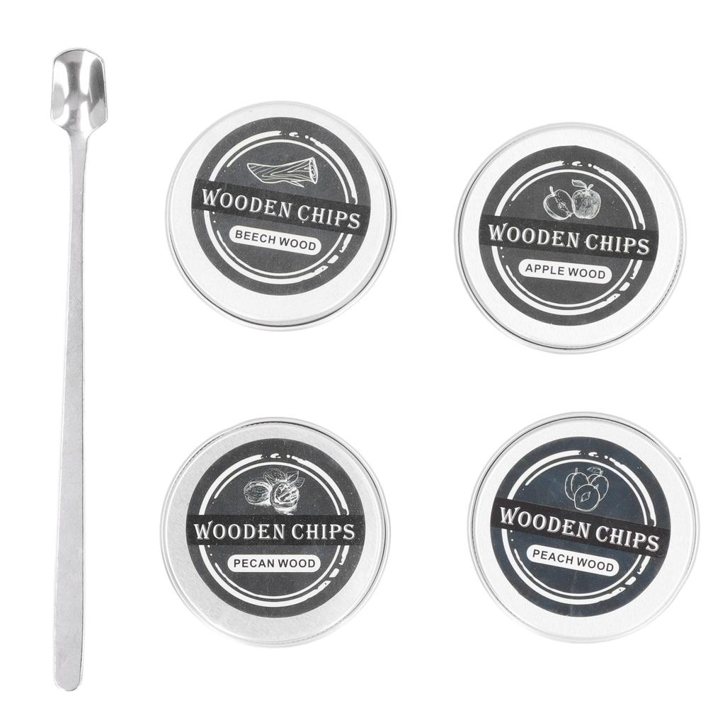 Smoking Wood Chips for Cocktail Smoker 4 Flavors Natural Wood Chips Including Walnut Oak Peach