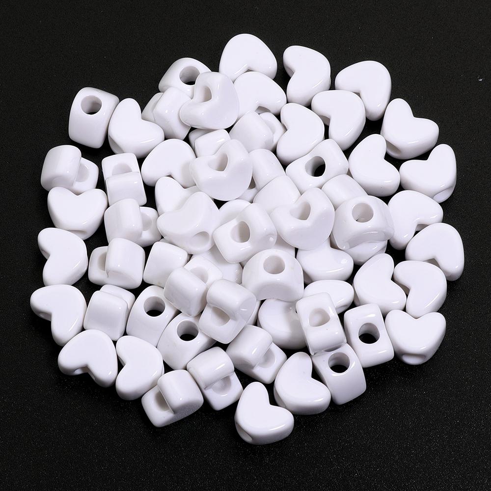 100pcs/lot 12x9mm Acrylic Heart Beads Colorful Large Hole Loose Beads For DIY Handmade Bracelet Earrings Jewelry Making Supplies