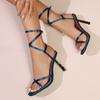 Fashion 2025 New Women's Sandals Sexy Thin High Heels Shoes Feet Naked Strap Design Fashionable Square Toe Women's Party Sandals Woman