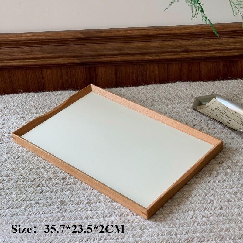 Retro Wooden Storage Trays Kitchen Fruit Tray Simple Living Room Desktop Storage Plate Multifunctional Home Organize Accessories