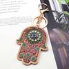 Islam Hand of Fatima Turky Blue Eyes Keychain Lucky Eye Hamsa Hands Flower Keyring Pendant Men Women Jewelry Chaveiro Para Carro