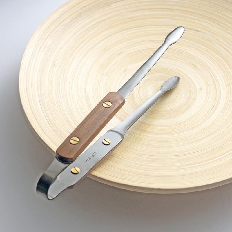 Rivet Walnut 304 Stainless Steel Barbecue Clip Non-slip Korean Tongs Anti-scalding Outdoor Camping Tool Hot Pot Food Clips