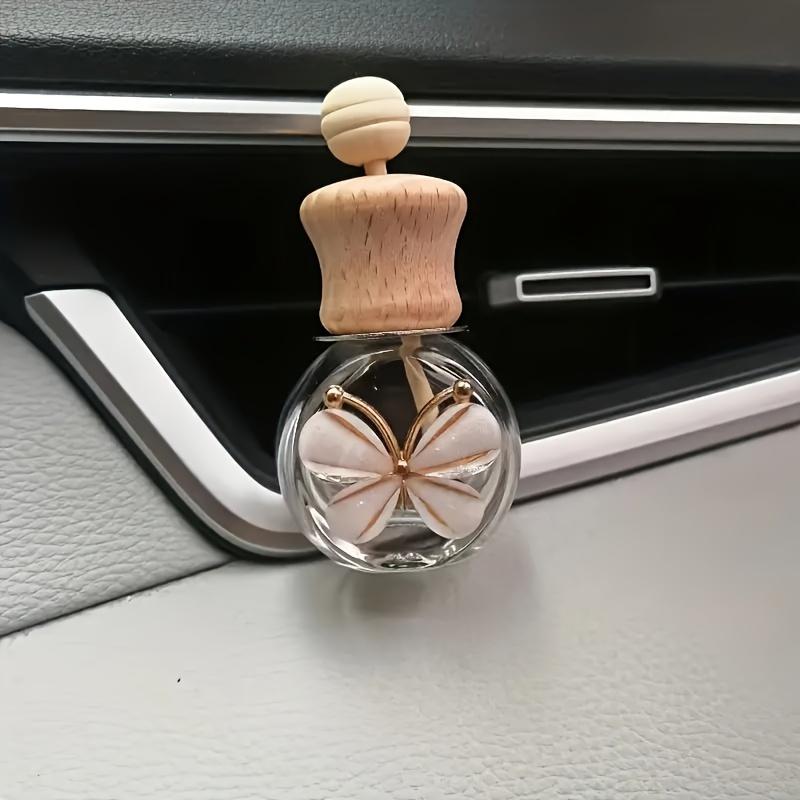 1pc Car Butterfly Glass Bottle, Reusable Car Essential Oil Diffuser, Empty Glass Bottle Pure Decoration Car Accessories
