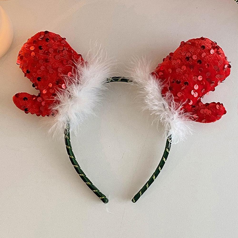 Red Christmas Hat Hair Hoop Festival Merry Christmas Headbands Cute   Party Favors