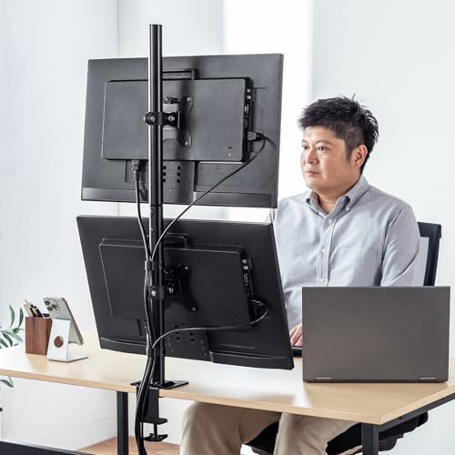 Sanwa Supply Dual Monitor Arm (Top and Bottom, Dual Screens) CR-LAC211BK