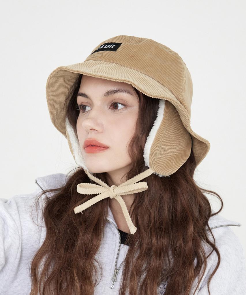 ULUK Essential Label Corduroy Wool Earmuff Bucket Hat_Beige