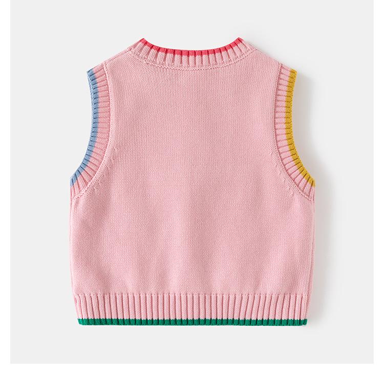 2024 Children's Cartoon Bear Sweater Vest - New Sleeveless Wool Pullover for Boys