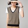 Women's Vintage Houndstooth Knitted V-Neck Sleeveless Vest