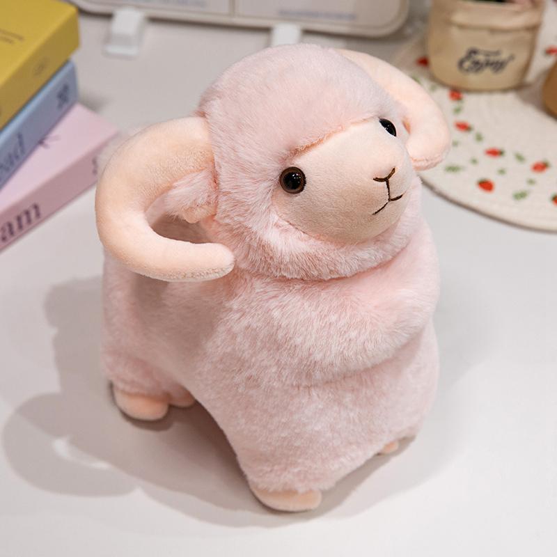 

Simulation Sheep Lamb Doll Plush Toy Stuffed White Pink Grassland Goat Cartoon Animal Plushie Decor Present great for daily use 25cm рожевий
