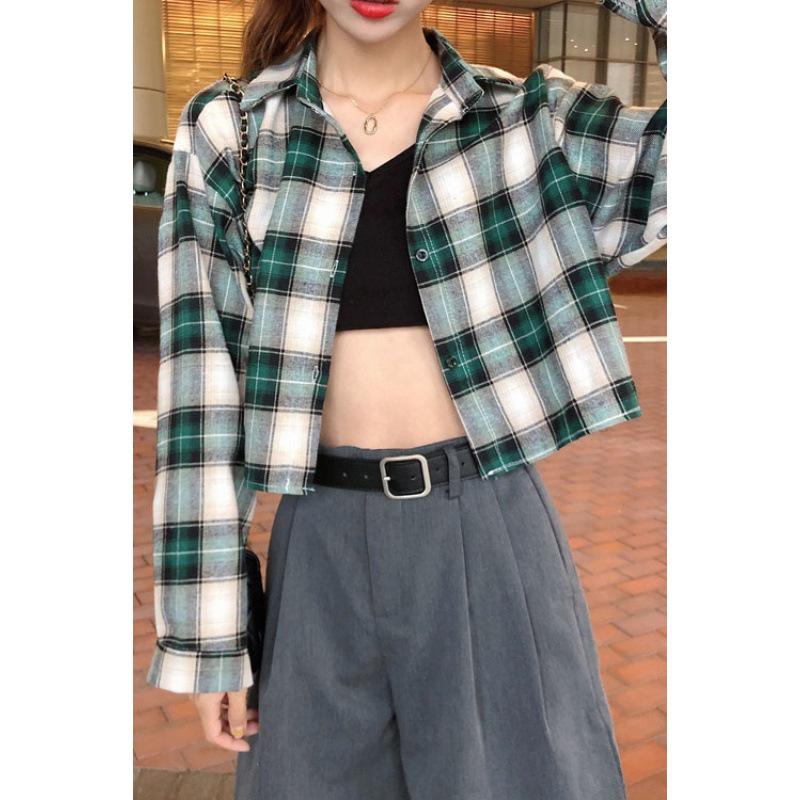2024 Early Spring Women's Retro Plaid Long Sleeve Jacket