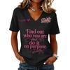Women's Fashion Casual Letter Print V-Neck Short Sleeve Pullover Top
