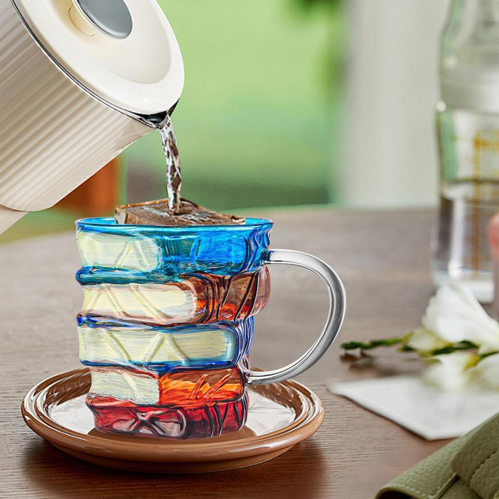 Book Mug Painted Book Coffee Cup Tea Mug Drinkware Tumbler Funny Decor Desk Accessories for Readers Women Librarian Birthday