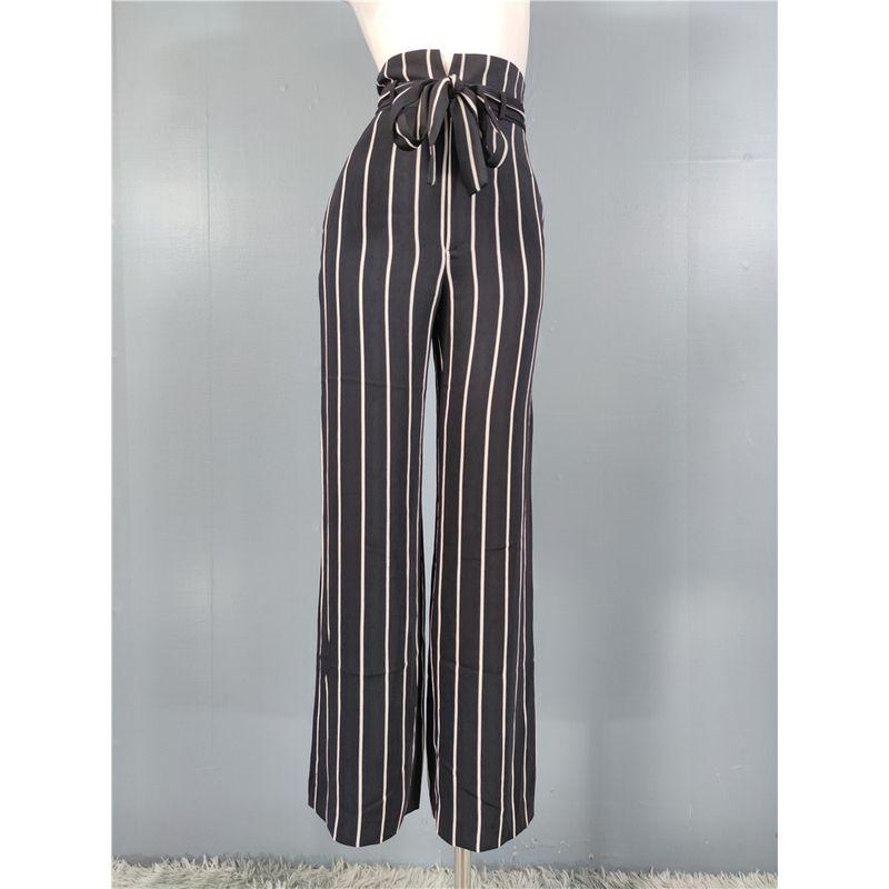 Export Single Autumn New Versatile Fashion Stripes Loose Slim Looking Casual Pants Women's High Waist Loose Pants Elegant Pants