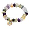 Natural stone crystal handmade beaded eye pendant elastic bracelet European and American yoga jewelry